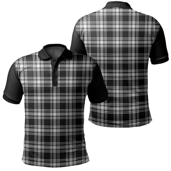 Menzies Black & White Modern Tartan Classic Polo Shirt Black Neck 1 Style