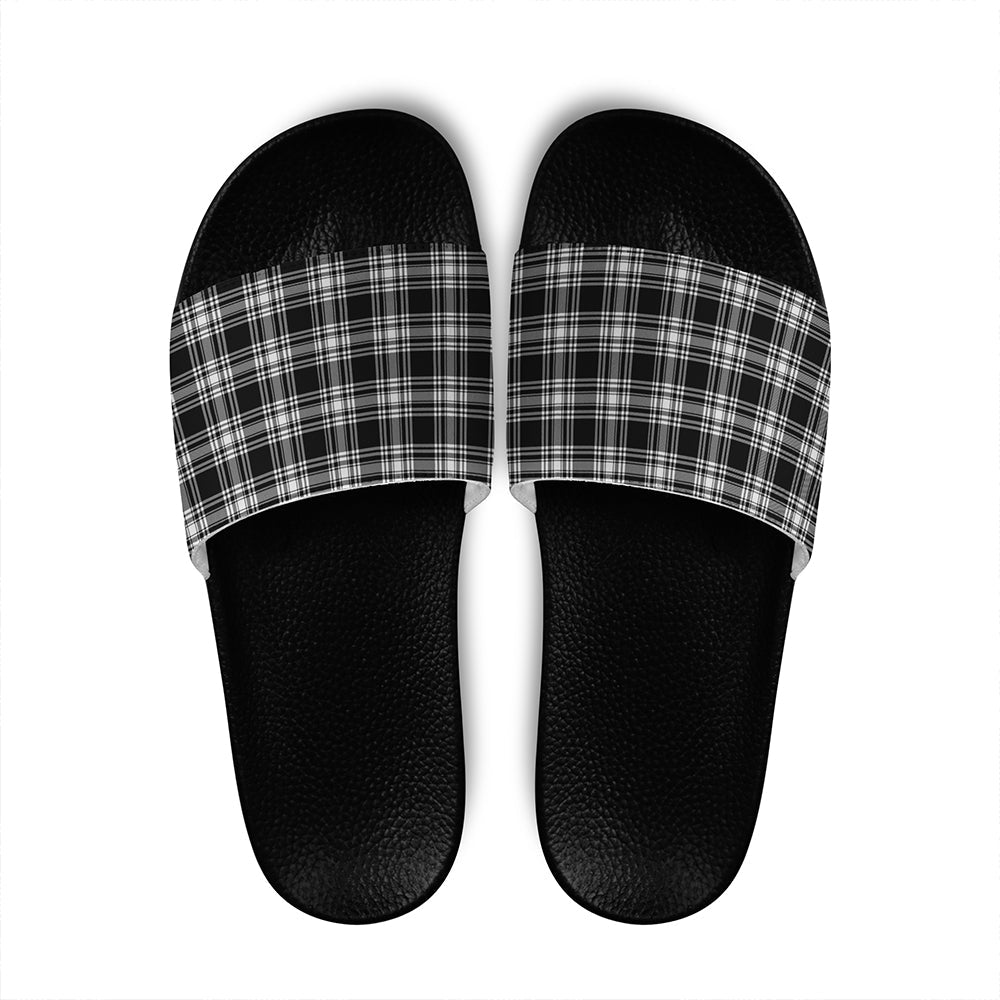 Menzies Black & White Modern Tartan Classic Slide Sandals