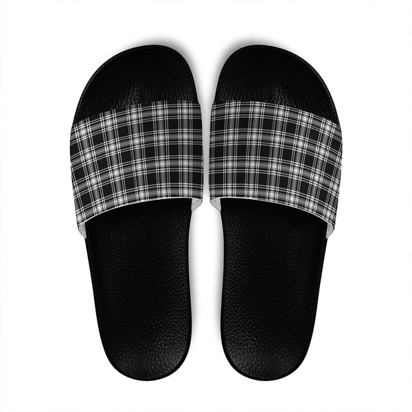 Menzies Black & White Modern Tartan Classic Slide Sandals