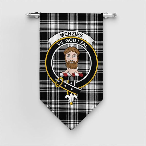 Menzies Black & White Modern Tartan Classic Crest Gonfalon