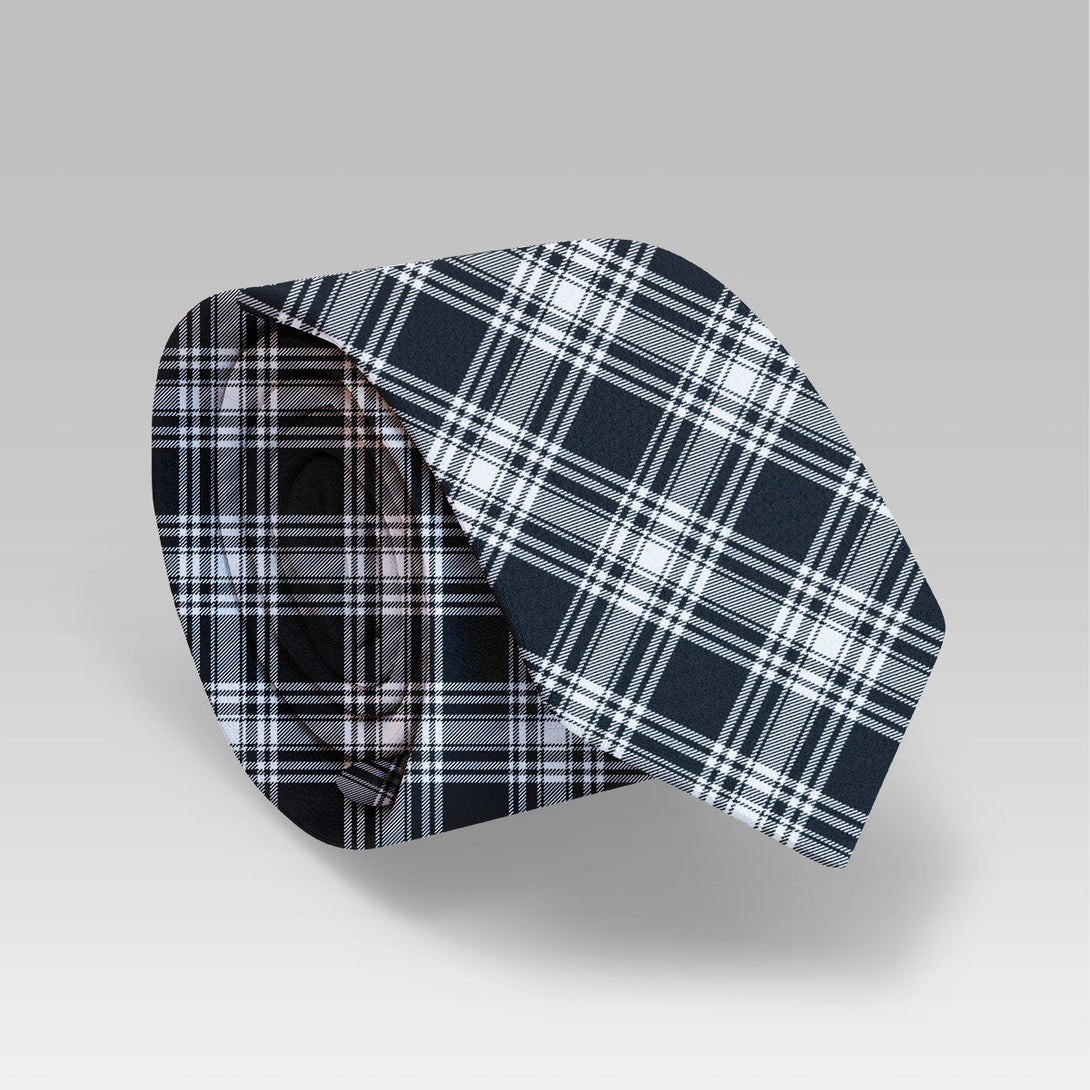 Menzies Black & White Modern Tartan Classic Tie