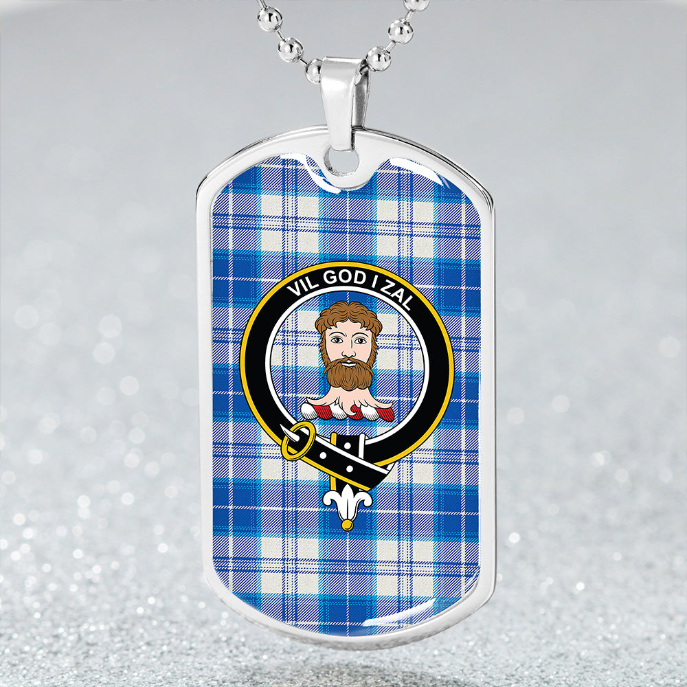 Menzies Dress Dance; Blue Modern Clan Badge Classic Tartan Dog Tag Necklace