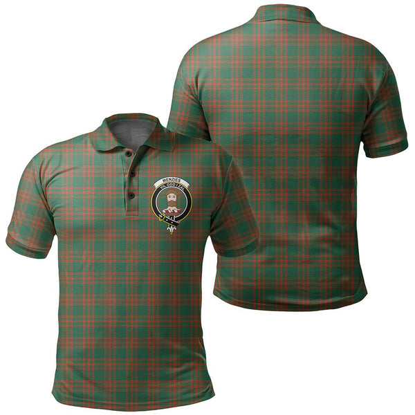 Menzies Green Ancient Tartan Classic Crest Polo Shirt