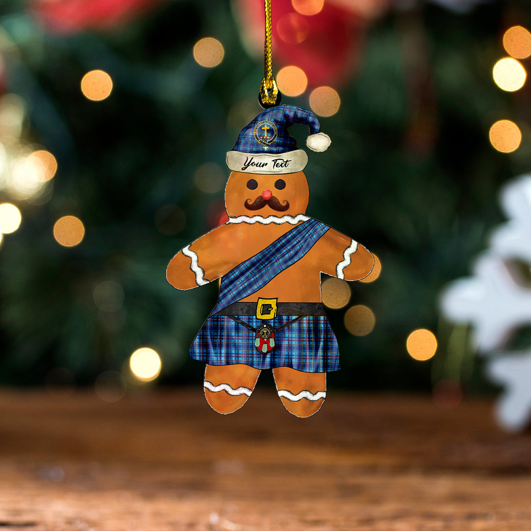 Mercer Modern Clan Badge Tartan Wood Acrylic Ornament Gingerbread Scotland Warrior Personalized