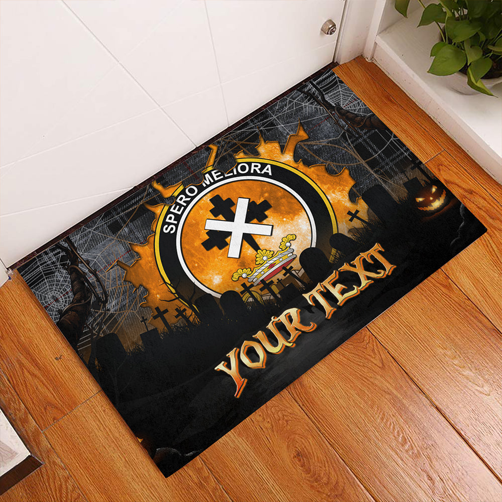 Moffat Modern Clan Badge Tartan Personalize Doormat Happy Halloween Style