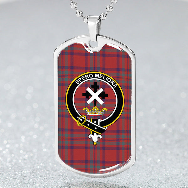 Moffat District Weathered Clan Badge Classic Tartan Dog Tag Necklace