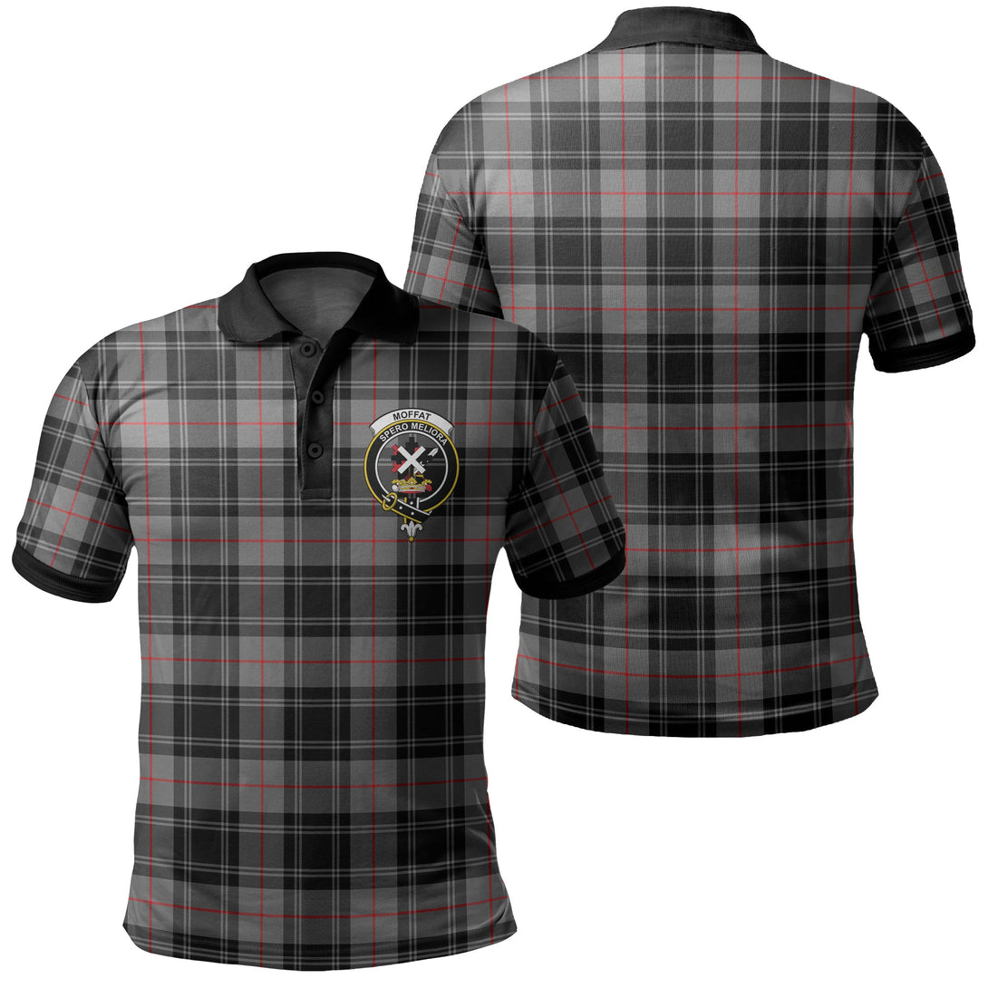 Moffat Modern Tartan Crest Polo Shirt Black Neck 2 Style