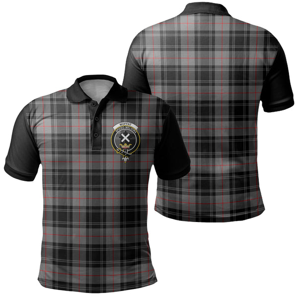 Moffat Modern Tartan Crest Polo Shirt Black Neck 1 Style