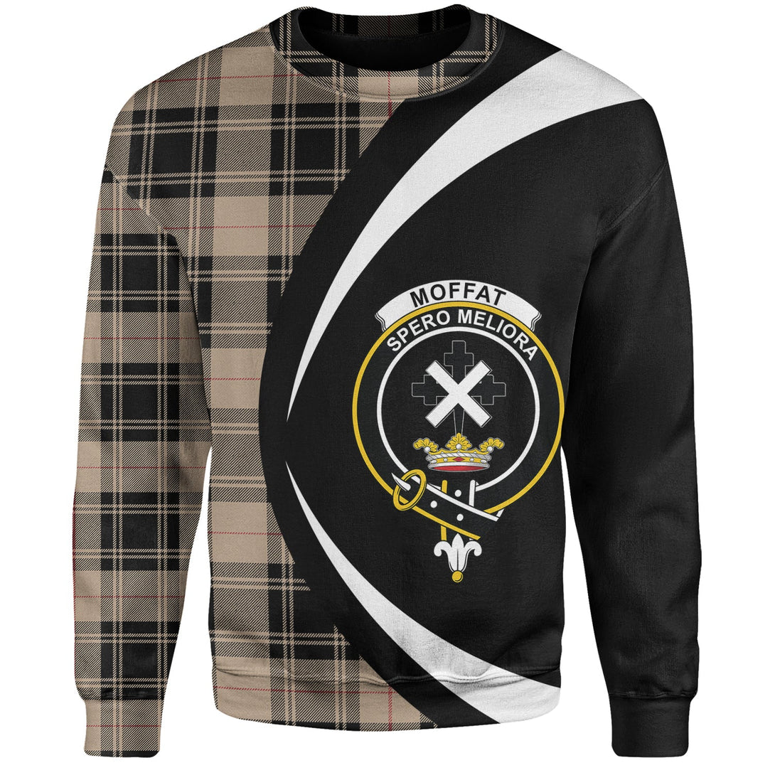 Moffat Weathered Clan Badge Tartan Sweatshirt Circle Style Personalized