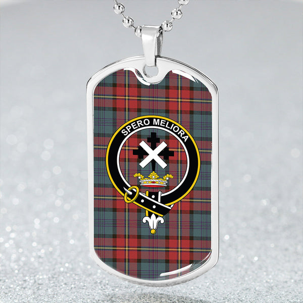 Moffat #2 Weathered Clan Badge Classic Tartan Dog Tag Necklace