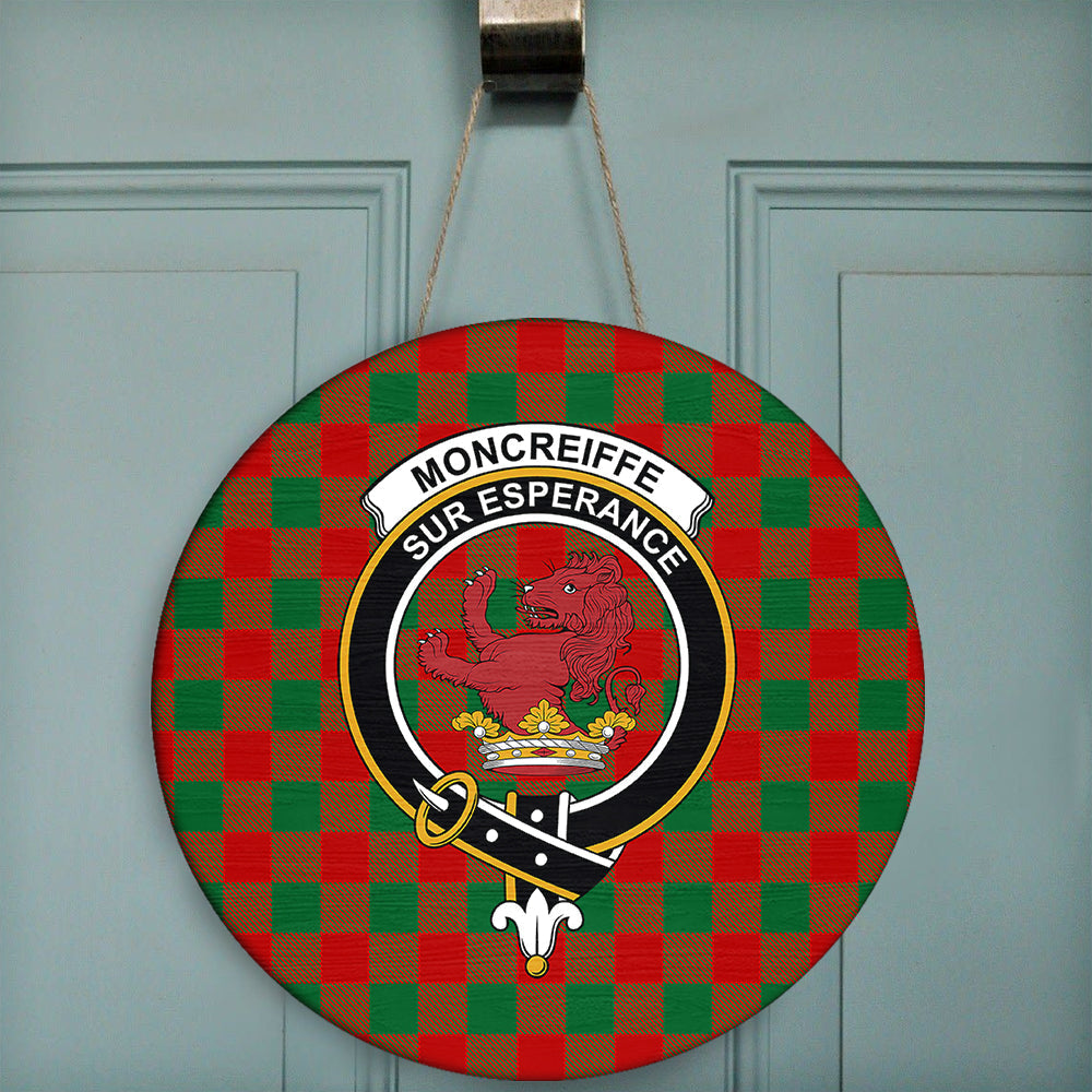 Moncrieffe Tartan Classic Crest Round Wooden Sign