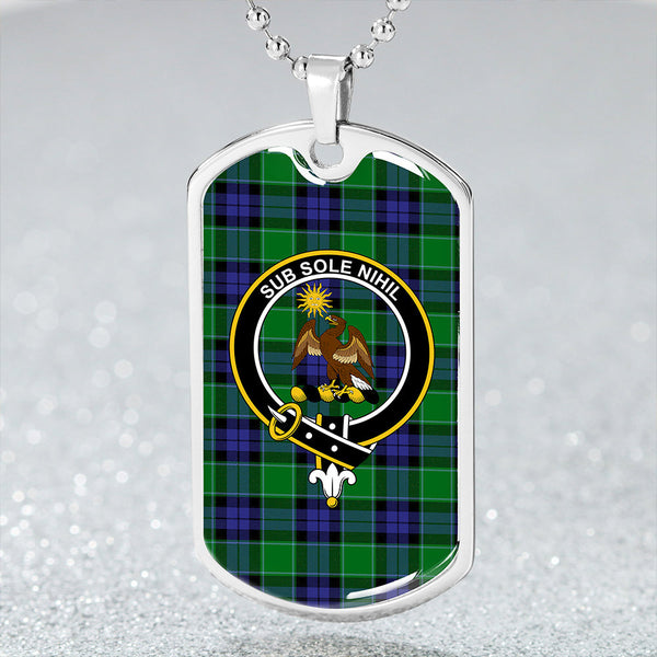 Monteith Clan Badge Classic Tartan Dog Tag Necklace