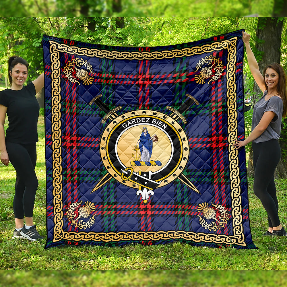 Montgomery Modern Clan Badge Tartan Premium Quilt Celtic Shield