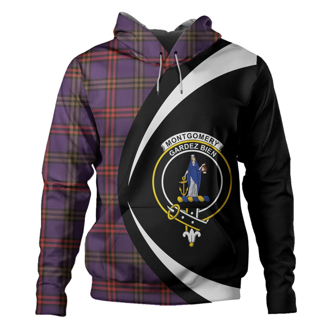 Montgomery Weathered Clan Badge Tartan Hoodie Circle Style