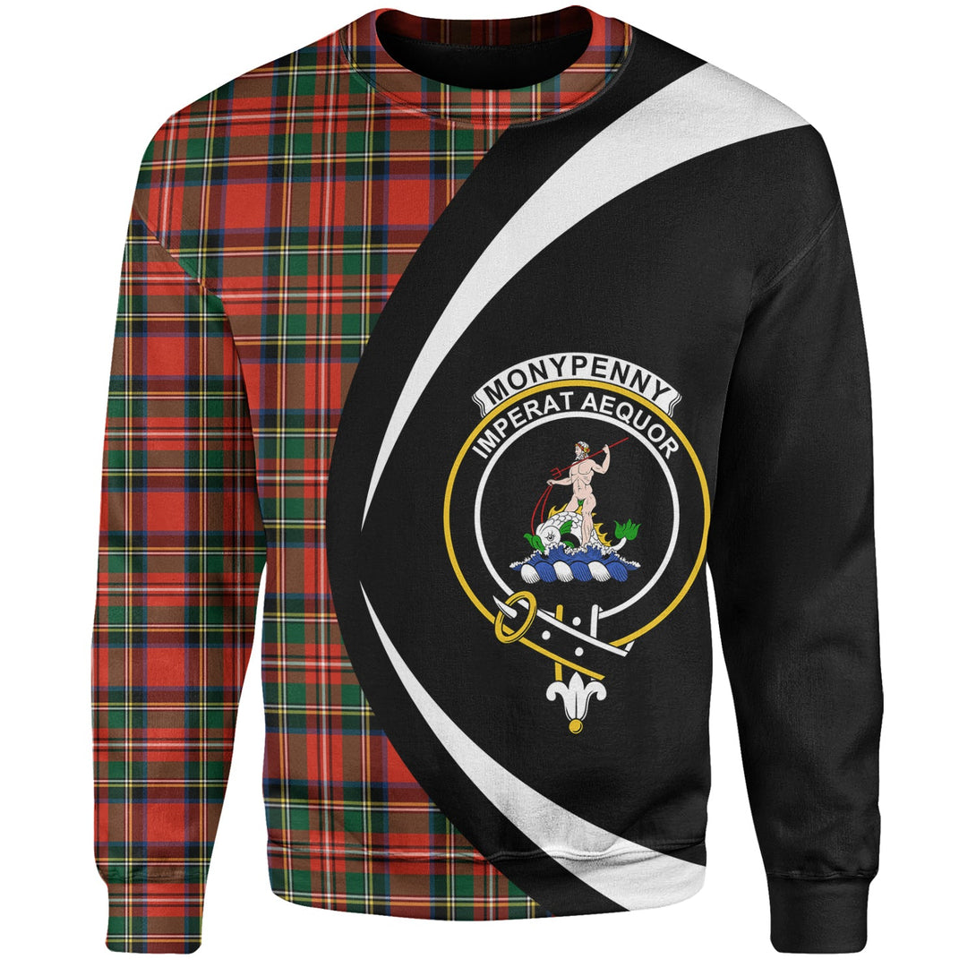 Monypenny Clan Badge Tartan Sweatshirt Circle Style Personalized