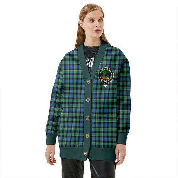 Mouat Clan Badge Tartan V-neck Cardigan