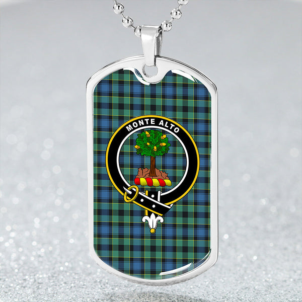 Mouat Clan Badge Classic Tartan Dog Tag Necklace