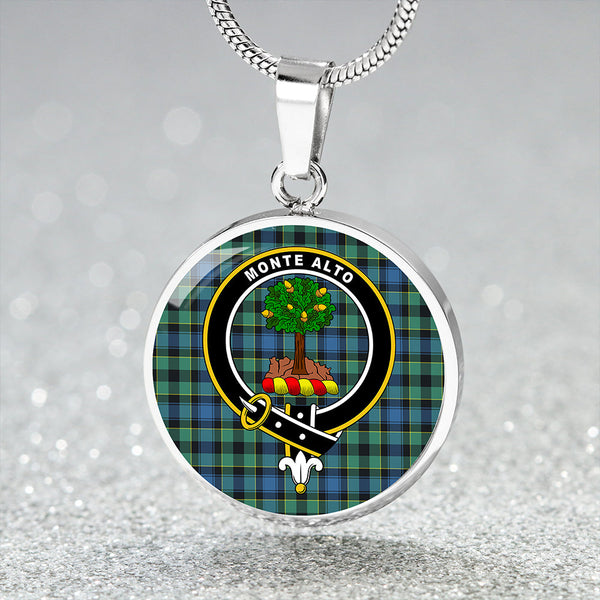 Mouat Clan Badge Tartan Classic Circle Necklace