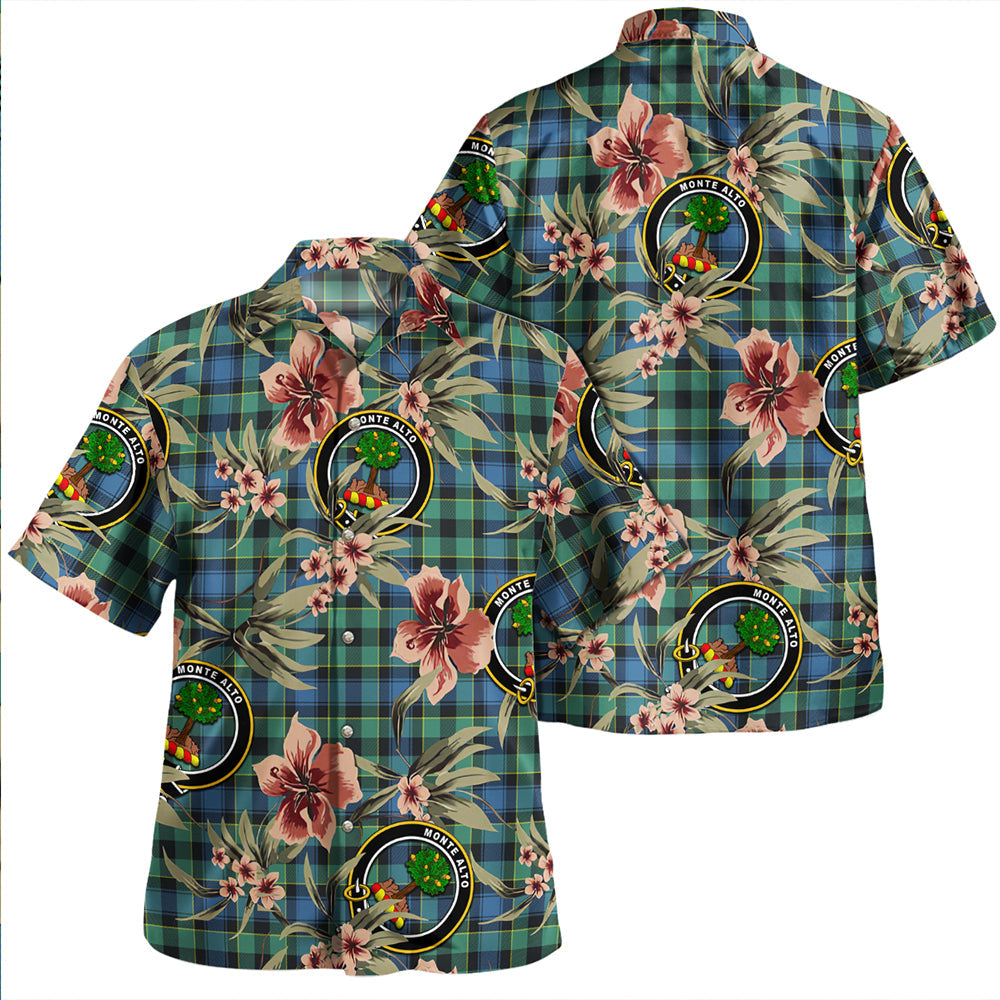 Mouat Clan Badge Tartan Aloha Hawaiian Shirt Tropical Old Style