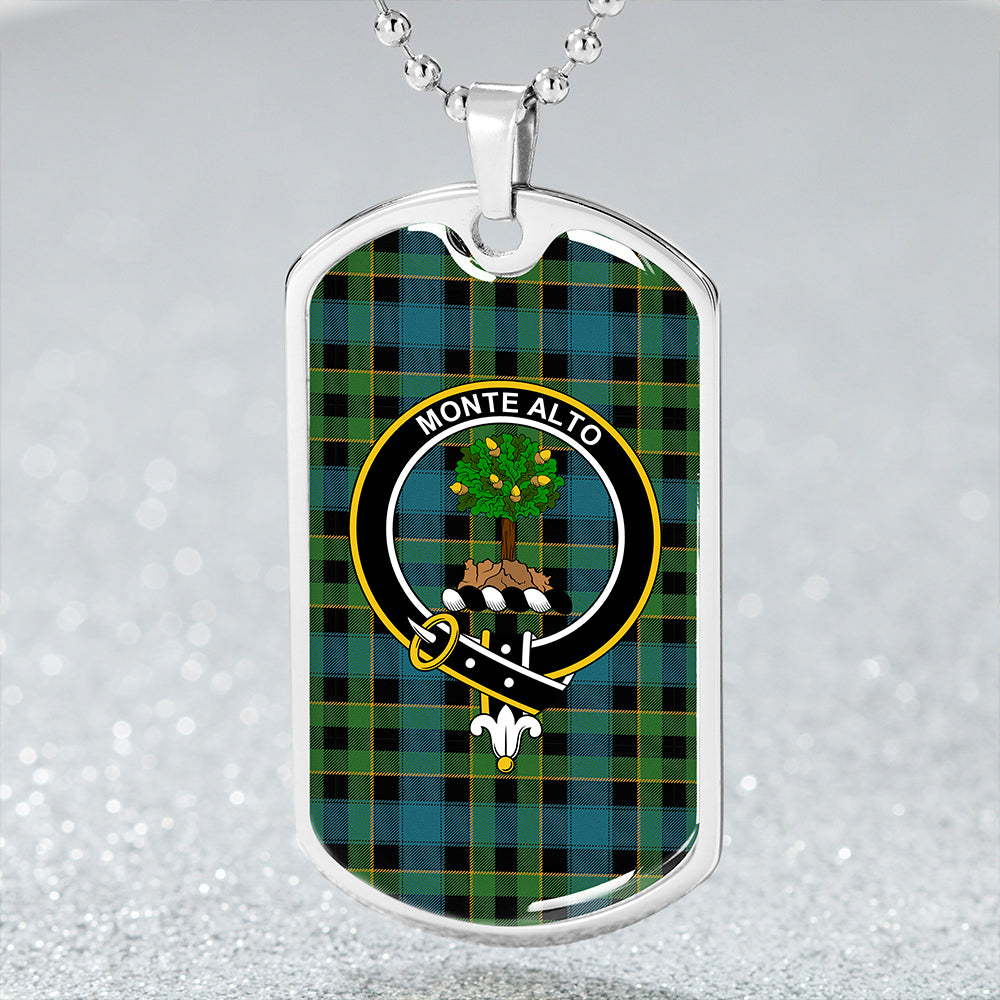 Mowat Ancient Clan Badge Classic Tartan Dog Tag Necklace