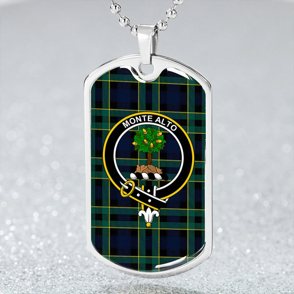 Mowat Modern Clan Badge Classic Tartan Dog Tag Necklace