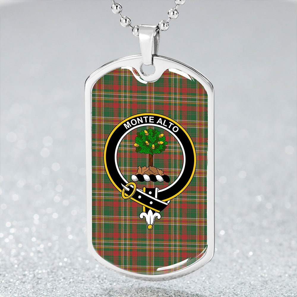 Mowat Sir Oliver Ancient Clan Badge Classic Tartan Dog Tag Necklace