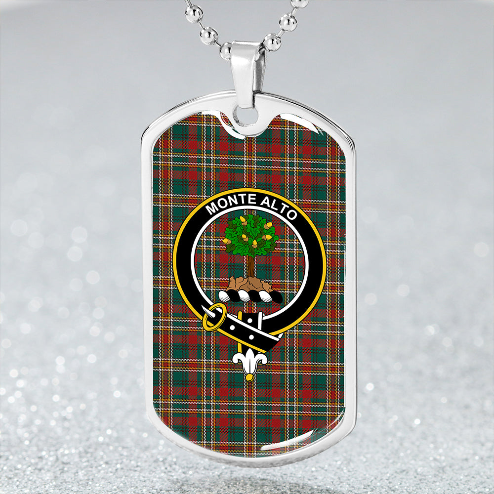 Mowat Sir Oliver Modern Clan Badge Classic Tartan Dog Tag Necklace