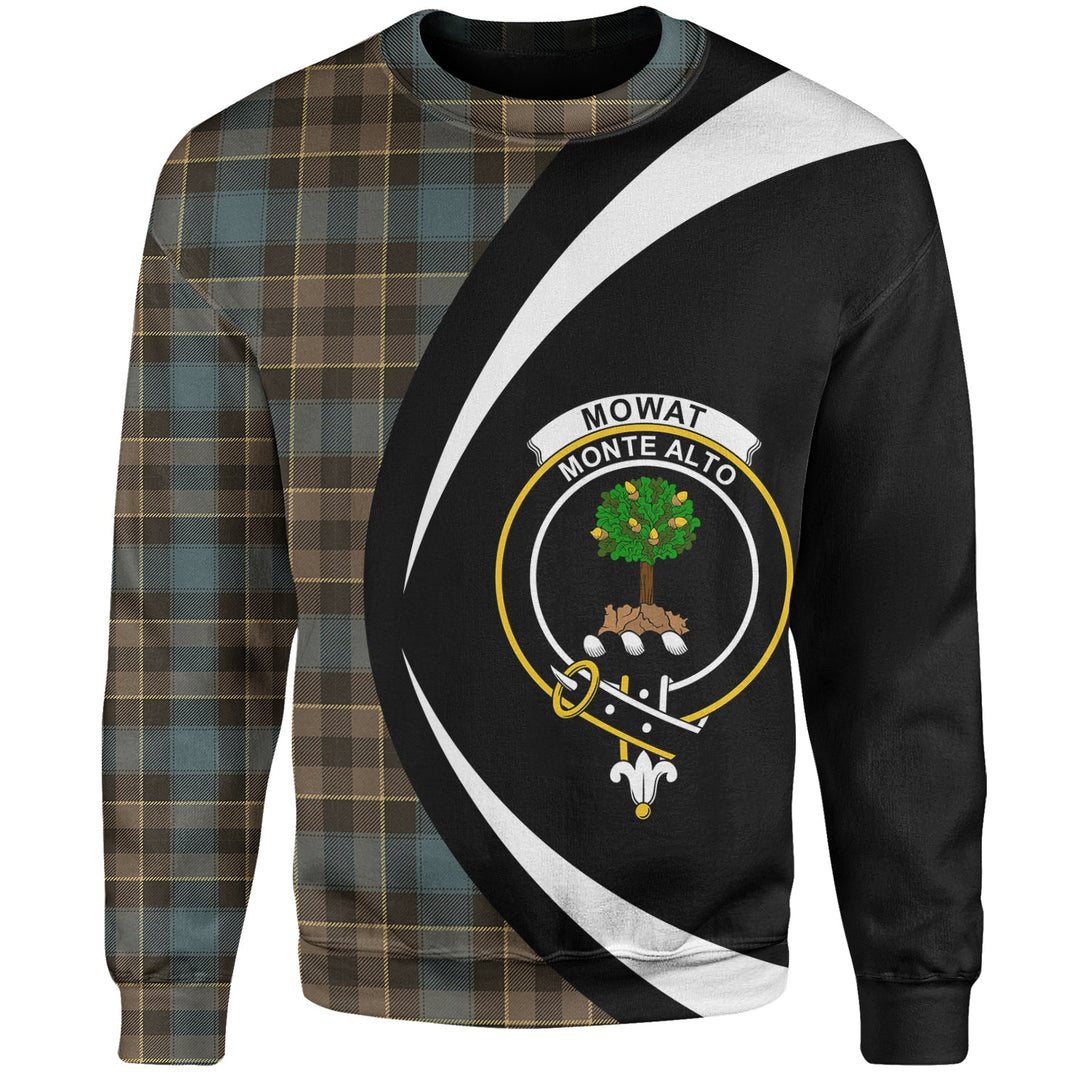 Mowat Weathered Clan Badge Tartan Sweatshirt Circle Style Personalized