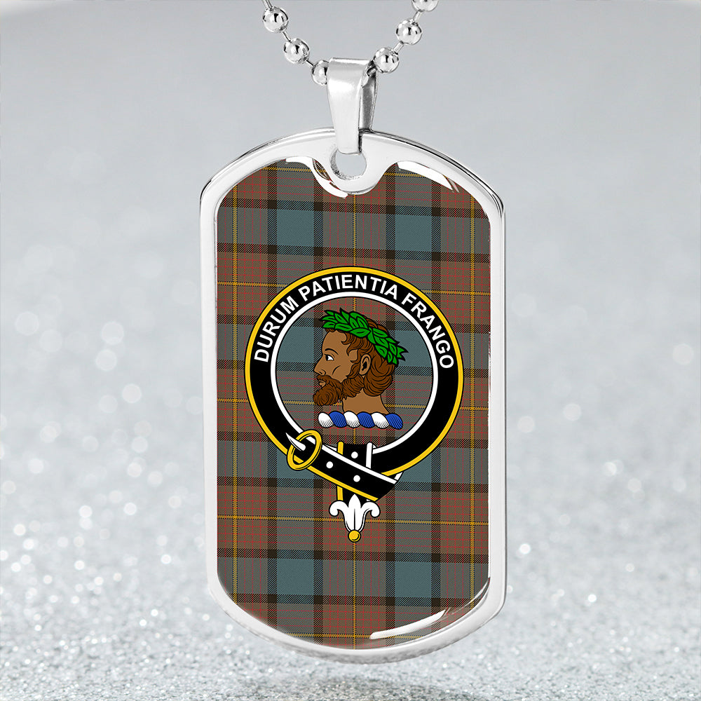 Muir Weathered Clan Badge Classic Tartan Dog Tag Necklace