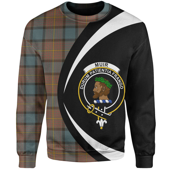 Muir Weathered Clan Badge Tartan Sweatshirt Circle Style Personalized