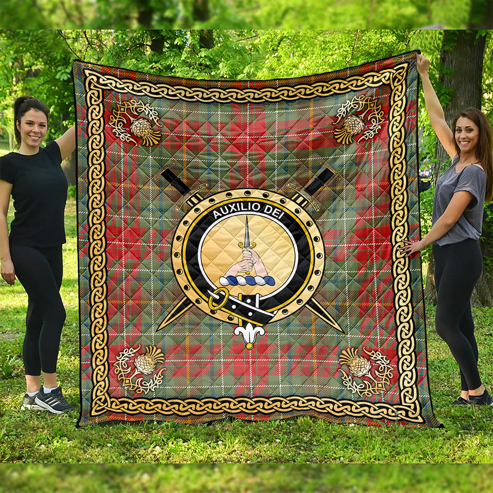 Muirhead Weathered Clan Badge Tartan Premium Quilt Celtic Shield