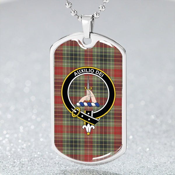 Muirhead #2 Weathered Clan Badge Classic Tartan Dog Tag Necklace