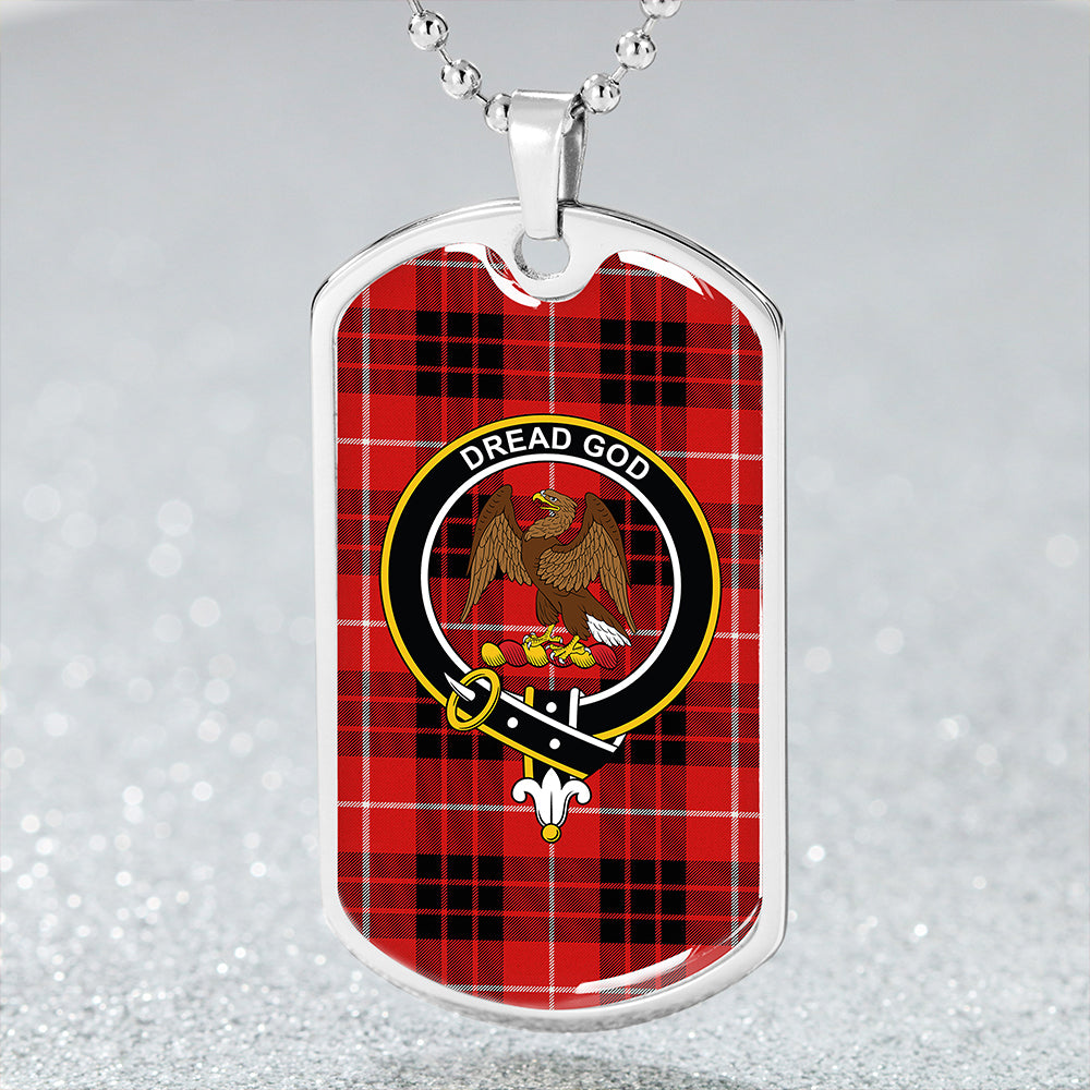 Munro Black & Red Modern Clan Badge Classic Tartan Dog Tag Necklace