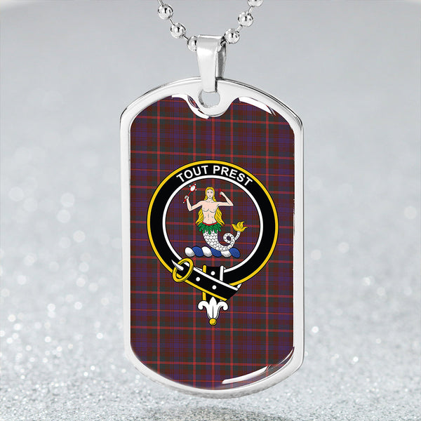 Murray Bed Cover Weathered Clan Badge Classic Tartan Dog Tag Necklace