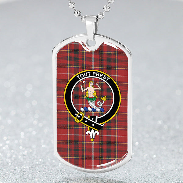 Murray Plaid Artifact Weathered Clan Badge Classic Tartan Dog Tag Necklace