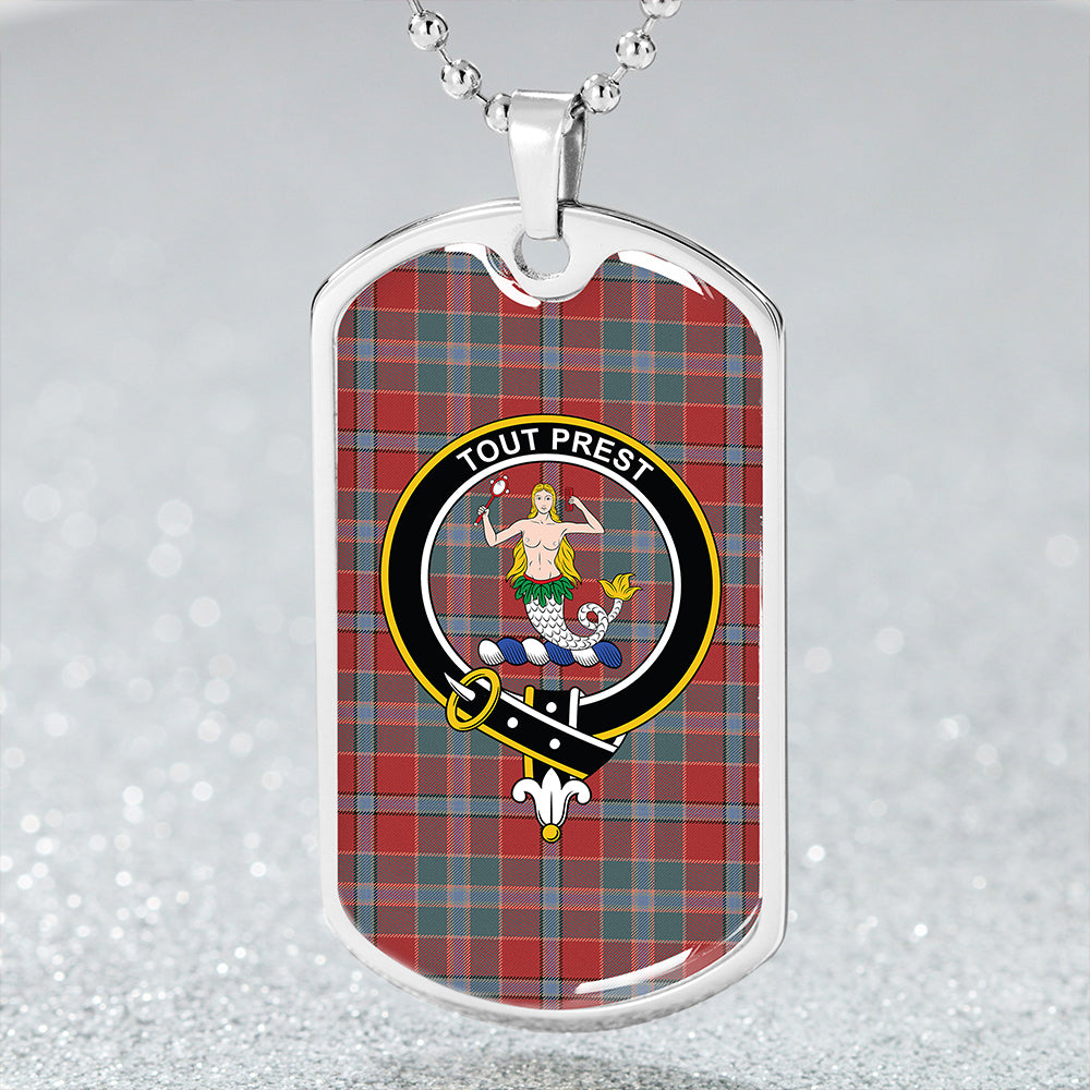 Murray of Abercairney Weathered Clan Badge Classic Tartan Dog Tag Necklace