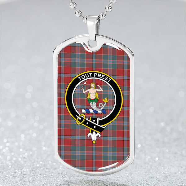 Murray of Abercairney Weathered Clan Badge Classic Tartan Dog Tag Necklace