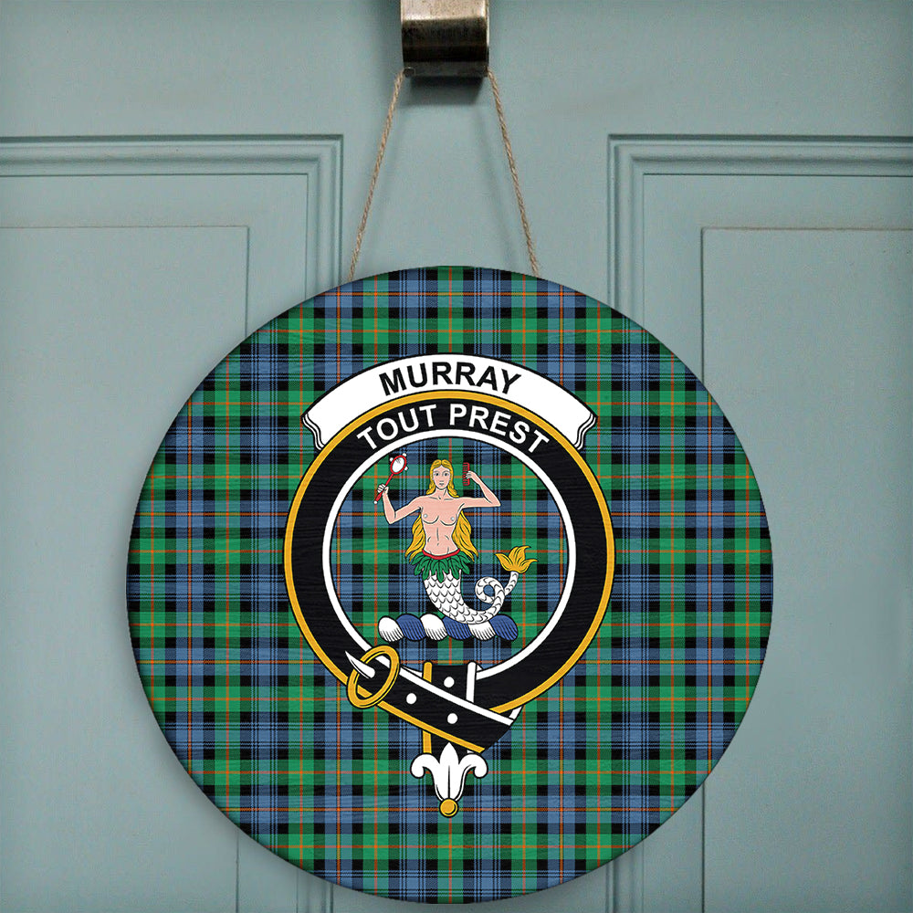 Murray of Atholl Ancient Tartan Classic Crest Round Wooden Sign