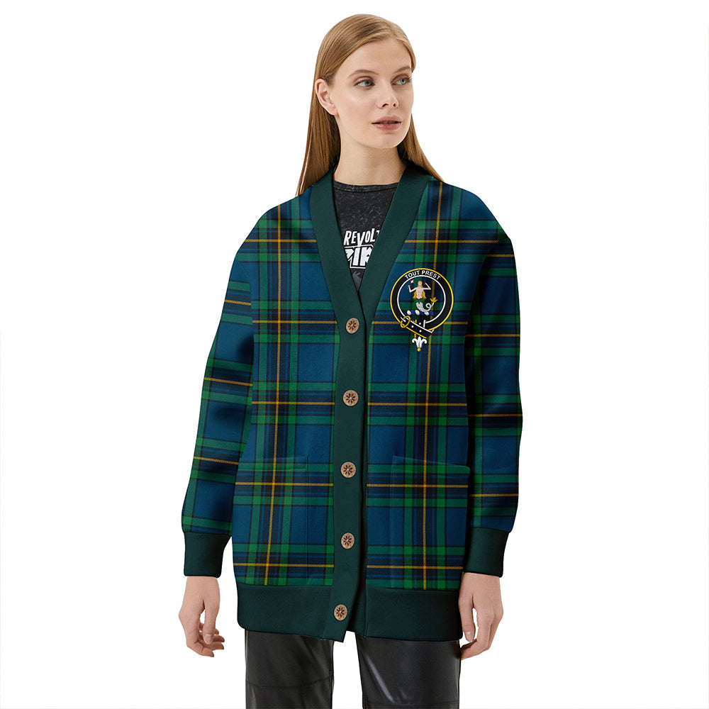 Murray of Elibank Modern Clan Badge Tartan V-neck Cardigan