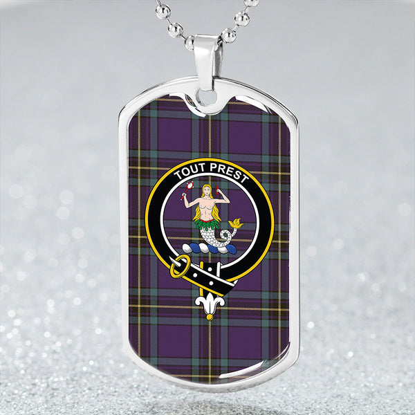 Murray of Elibank Weathered Clan Badge Classic Tartan Dog Tag Necklace