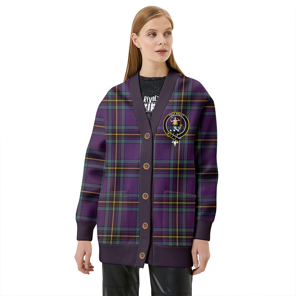 Murray of Elibank Weathered Clan Badge Tartan V-neck Cardigan