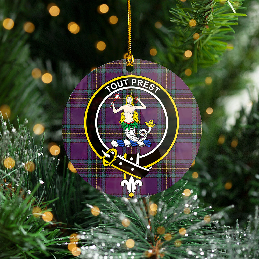 Murray of Elibank Weathered Clan Badge Tartan Plastic Christmas Ornaments