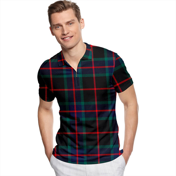 Nairn Modern Tartan Classic Lapel Zip Short Sleeve Polo