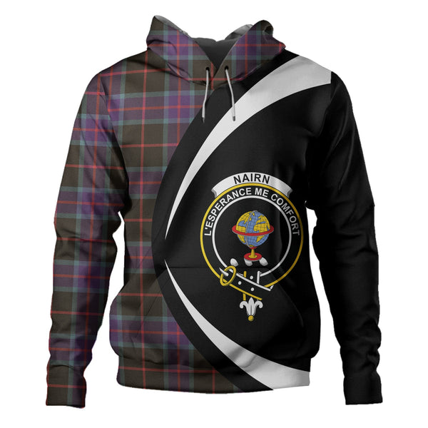 Nairn Weathered Clan Badge Tartan Hoodie Circle Style