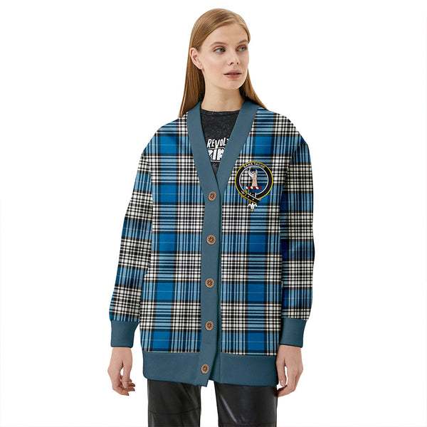 Napier Ancient Clan Badge Tartan V-neck Cardigan