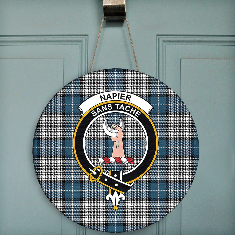 Napier Modern Tartan Classic Crest Round Wooden Sign