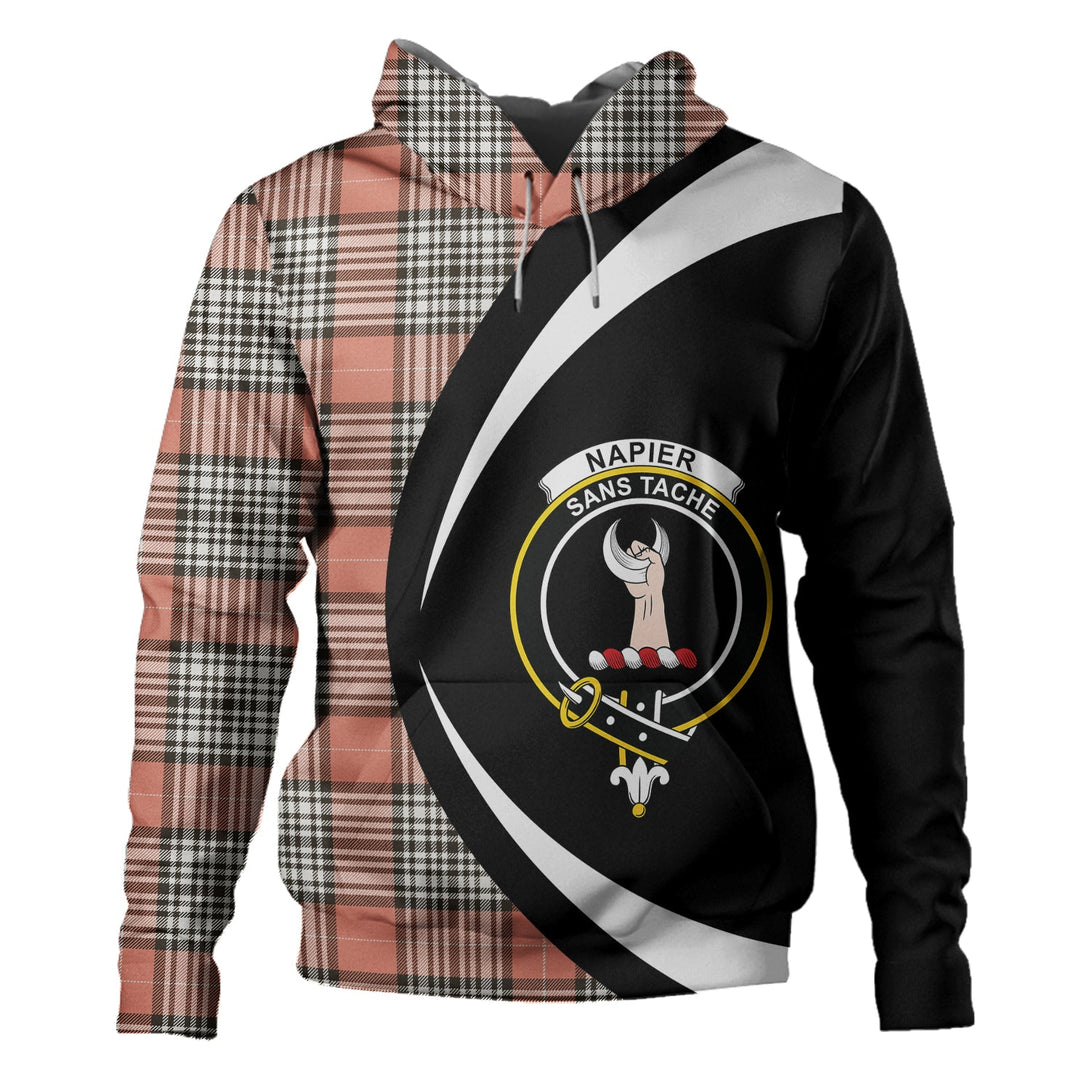 Napier Rose Weathered Clan Badge Tartan Hoodie Circle Style