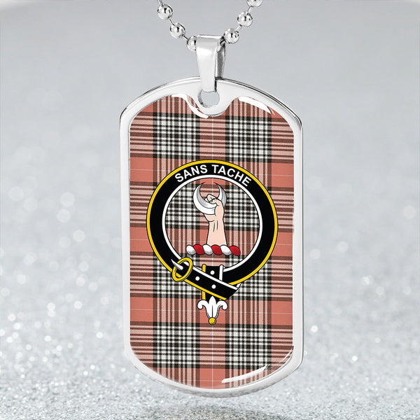 Napier Rose Weathered Clan Badge Classic Tartan Dog Tag Necklace