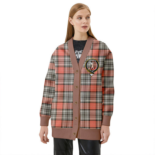 Napier Rose Weathered Clan Badge Tartan V-neck Cardigan