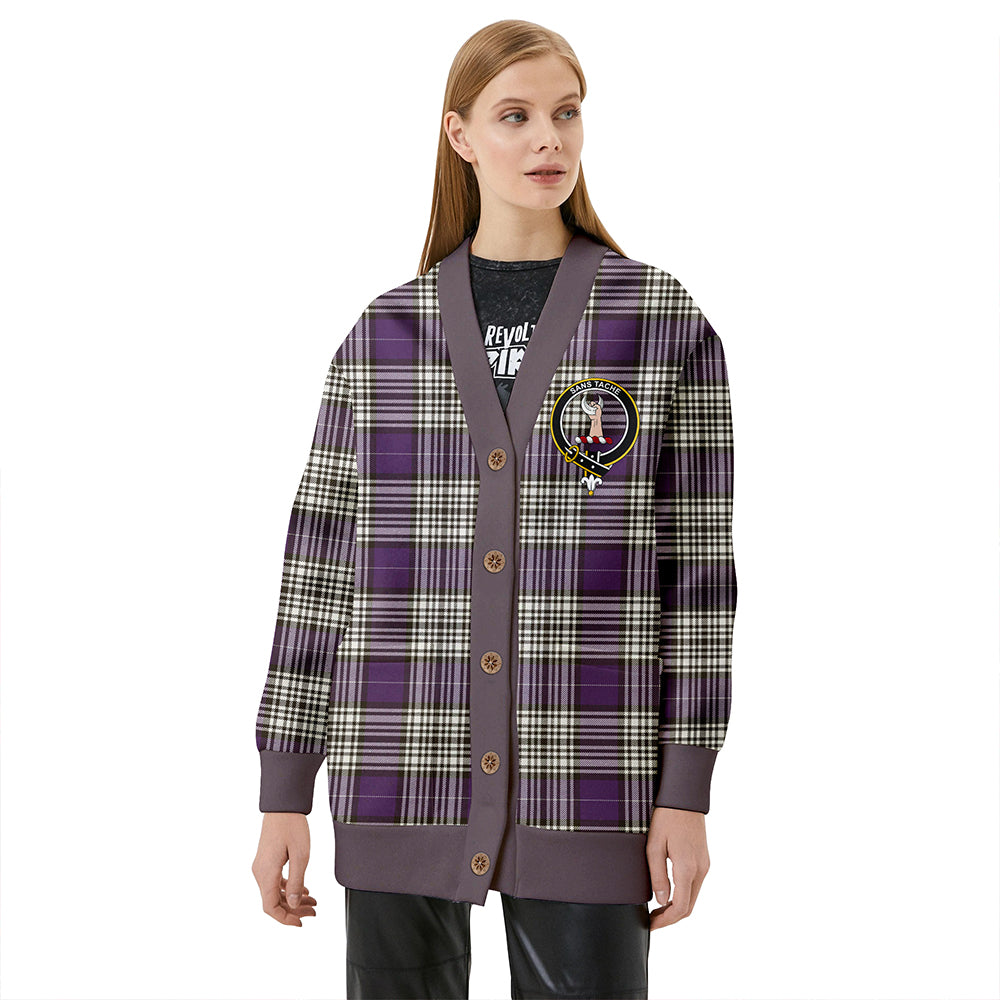 Napier Weathered Clan Badge Tartan V-neck Cardigan